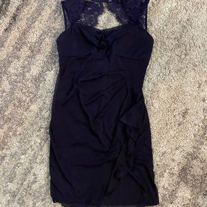 Deep Purple Lace Ruched Chiffon Formal Dress 14P